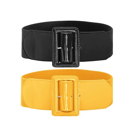 Elastiske Damebælter Bredt Elastikbælte Sort+Gul