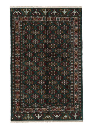 Turkaman Teppich Handgeknüpft 155X244 Schwarz/Dunkelrot Persien