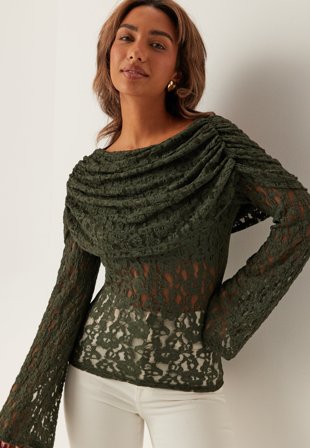 BUBBLEROOM - Drapy Lace Top - M