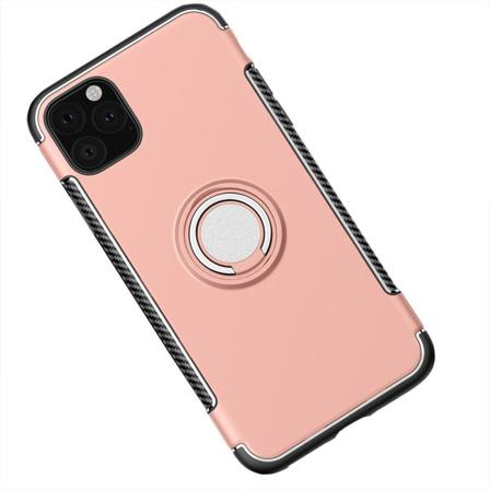 Iphone 12 Pro Max - Praktiskt Stilrent Skal Med Ringhållare Roséguld