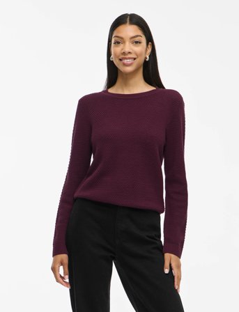 Vila Vidalo O-Neck L/S Knit Top- Noos - Burgundy - XXL