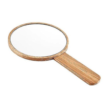 Egetræsspejl i massivt træ HD Makeup Spejl Håndholdt Skønhedsspejl