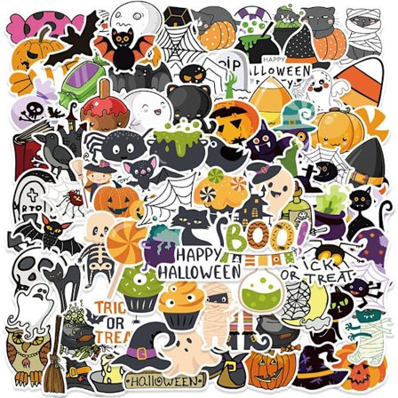 100 stk. seje Halloween-skelet-tema vinylklistermærker til vandflasker, bærbare computere, skateboards