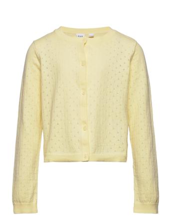 Kids Pointelle Cardigan Stickad Tröja Cardigan Gul GAP