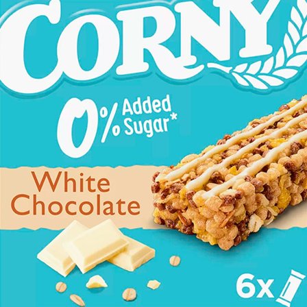 Corny 0% Added Sugar White Chocolate 6x20 g, Helse & Madvarer, Snacks, Barer