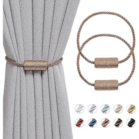 2-pakning 16 tommer Magnetiske Gardinbånd Håndlagde Sidestropper for Hjemmekontor Gardiner (Lys Kaffe)