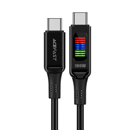 Acefast C7-03 USB-C USB-C 100W 1.2m kaapeli näytöllä - musta