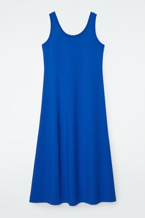 COS Women's Scoop Neck Jersey Midi Dress in Blue