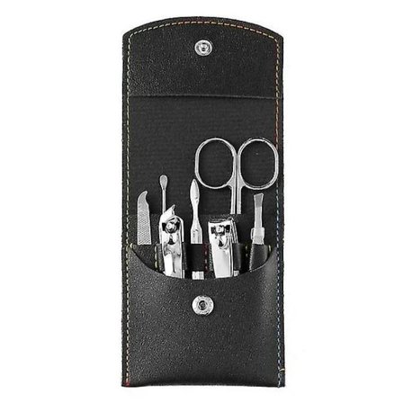 (pow yeah!) 7 stk./sæt Manikuresæt Negleklippere Værktøj Pedikuresæt Rustfrit Stål Øreske Negleklipper Saks Sæt Til Manicureværktøj Sort Sort