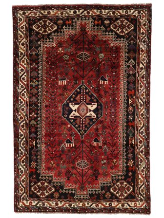 Shiraz Rug 178X272 Black/Dark Red Wool, Persia