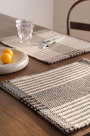 Jotex - Handgeweven Placemat Pak Van 2 Natuurlijk/zwart Natuurlijk/zwart - OSAKA - Koop Placemats bij Jotex