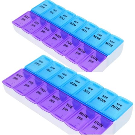 2 kpl Pill Box, Seitsemän Päivän AM ja PM Päivittäinen Lääkeorganisaattori