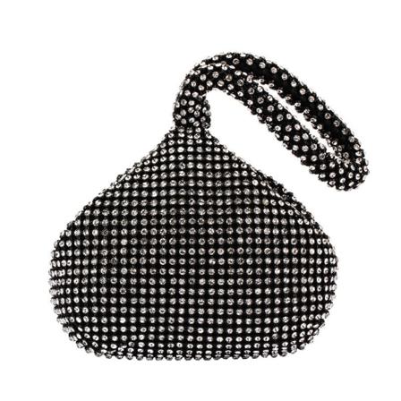 Dam handväska för kvinnor Creative handhållen kosmetisk väska Aluminium Diamond handväska väska Black