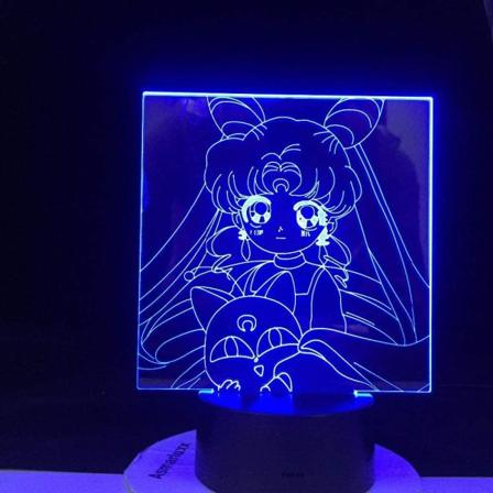 3D optisk illusionslampa 7 färger nattlampa Sailor Moon Le