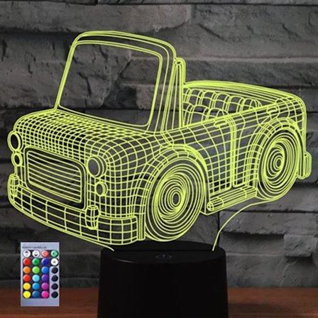 3D Bil Natlys Bordsklampe Optisk Illusion Lamper 16 Farveskiftende Lys LED Bordlampe Julegave Hjem Kærlighed Fødselsdag Børn Børn Dekoration Legetøj 