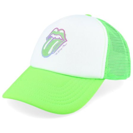 The Rolling Stones - Grön trucker Keps - Green Painted Tounge Green/White Foam Trucker @ Hatstore
