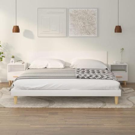 Vidaxl Sängbord 2 St Vit Högglans 40x35x47 Cm Vit