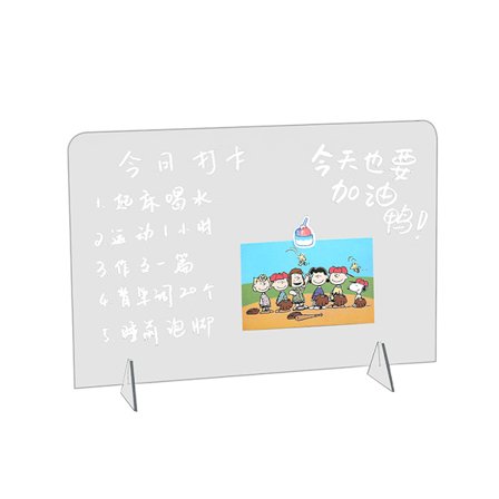 1 stk. gennemsigtig akryl dry erase tavle til skrivebord 20x15cm magnetisk ugentlig måltidsplanlægger, skrivebords whiteboard med standere og markør (