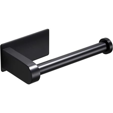 Toalettpapirholder uten boring, toalettpapirholder rustfritt stål selvklebende rullholder for kjøkken og bad, svart