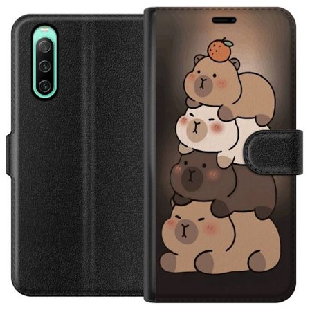 Kompatibelt Plånboksfodral till Sony Sony Xperia 10 IV Capybara Kawaii Gullig Djur Figur