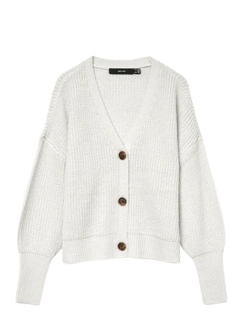Vmlea Ls V-Neck Cuff Cardigan Noos White Vero Moda