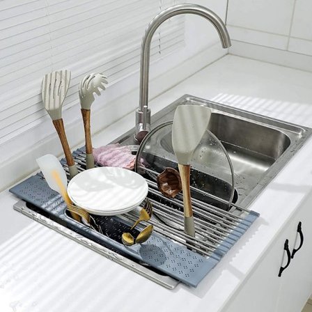 *Køkkenvask med rulleopdræt, rustfrit stål vask med Cutl*