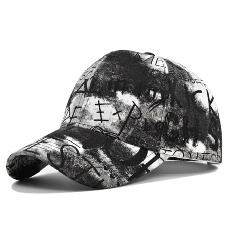 Graffiti trykt lue for menn og kvinner, flerfarget allsidig solskjerm lue, fasjonabel svart baseballcaps