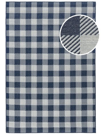 Lavable Tappeto Per Interni/Esterni Scacchi Gingham Blu/Bianco Piccolo Oeko-Tex