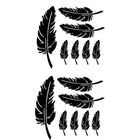 14 stk. fjerbilklistermærker (sort), fjerformede klistermærker, fjerdekorativt klistermærke, bilvinyl udvendig dekoration