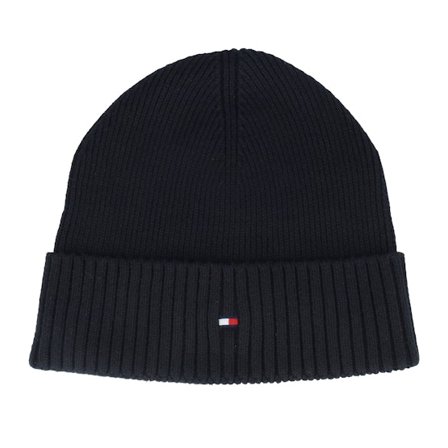 Tommy Hilfiger - Černá cuff Beanie - Th Flag Pima Cotton Beanie Black Cuff @ Hatstore