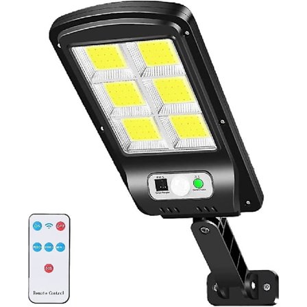 Utomhus solcellslampa, 6000 lm LED-strålkastare med rörelsesensor, 3 lägen, IP67 vattentät (1 st)