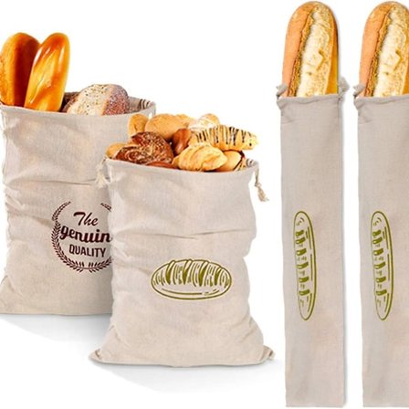 4 stk. hørbrødsposer, brødposer til at holde brød friskt, åndbart, KLB