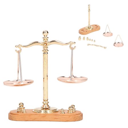 Dockhusvåg 1:12 Retro Vacker Livfull Miniatyrvåg Leksak Dockhus Dekoration med 6 Vikter