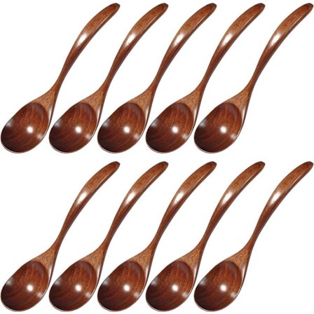 10 naturlige japanske træskeer med langt håndtag