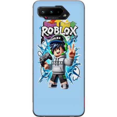 Kompatibel Mobilcover til Asus Asus ROG Phone 5 Farverig Roblox-karakter med controller og energifyldt splash art design, perfekt til børneværelser