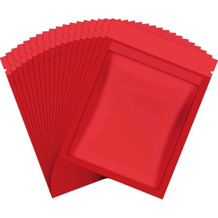 100 Pieces Holographic Packaging Bags Storage Bag for Food (Translucent Matte Red, 10x15cm)