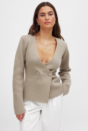 Moa Mattsson x NA-KD Cardigan en laine mélangée - Gilets - Beige - S (EU 34-36)