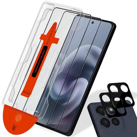 2-PACK Motorola G86 Power Skærmbeskytter & 2-PACK linsebeskytter - Hærdet Glas | [Automatisk Installation] - Boblefri