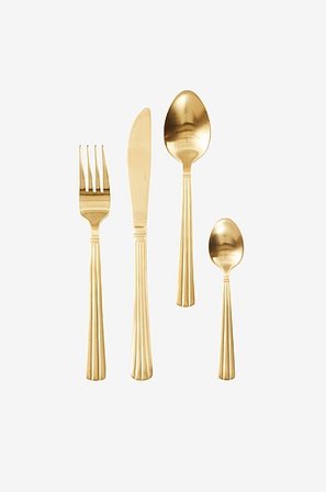Jotex - Bestickset 16 Delar Matt guld KAIYA - Köp Bestick hos Jotex