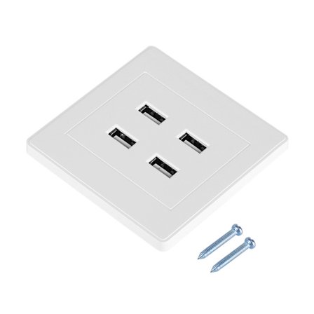 4 USB-porte DC 5V Hjemmekontor Elektrisk Vægmonteret Stikkontakt Oplader Udtag (110~250V)