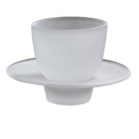 Pilvipeitteinen lasinen teekuppi ja -alunen, kannettava setti