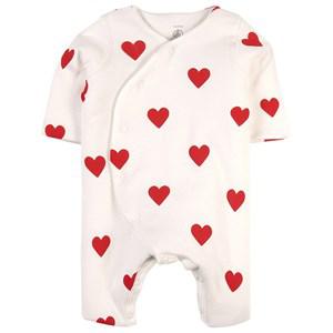 Kids - Petit Bateau White Heart Print One-piece 3 months - All in ones - 3 months - White - Mädchen