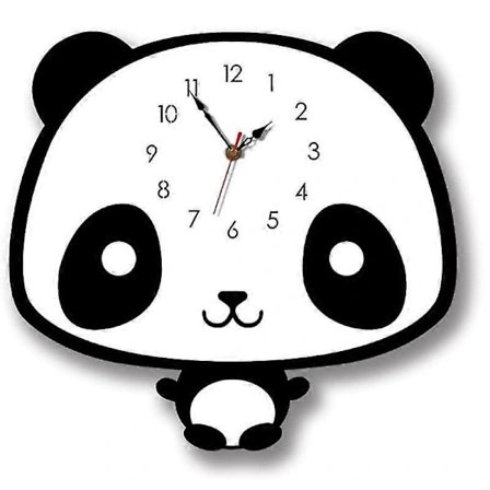 Panda-seinäkello pohjoismaiseen tyyliin, hiljainen puukello huoneeseen valkoinen musta[CO]