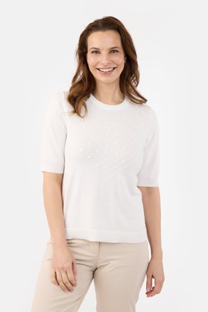 BRANDTEX - Kortærmet Strik - Råhvid - Strukturmønster