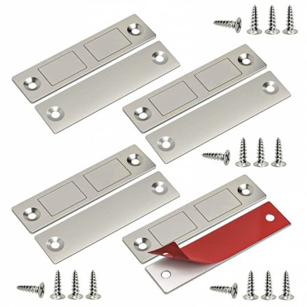 4 stk. Stærke magneter til skabslåger, Magnetisk lås stærk, Ultratynde skabsmagneter, Selvklæbende, Dørmagneter magnetisk lukning