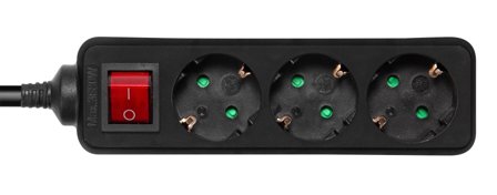 Deltaco outlet 3xCEE 7/3 1xCEE 7/7 switch 3m black