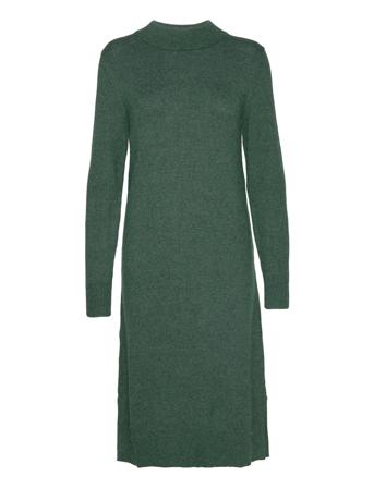 Viril Crew Neck L/S Midi Dress Knælang Kjole Grøn Vila
