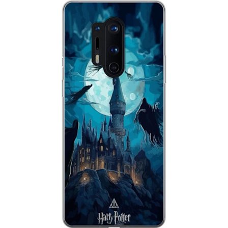 Yhteensopiva Puhelinkuori OnePlus OnePlus 8 Pro Maaginen fantasiakuvaus, jossa linna kuunvalossa ja leijuvat olentot, pimeä satuilmapiiri noitataitee