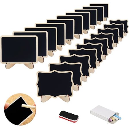 20 stk. Mini-tavler med stande - Små tavler i træ