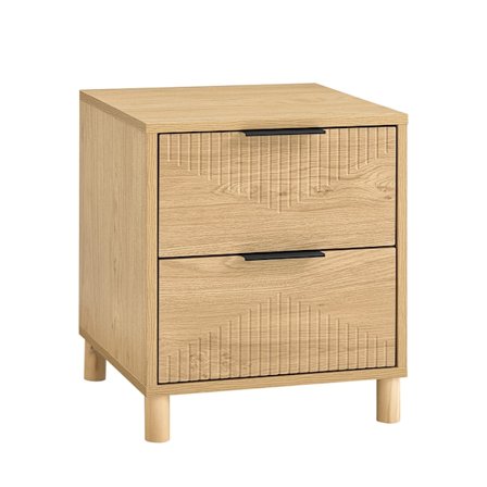 SoBuy Nattbord med 2 lådor i träfärg 40x40x47cm, modern FBT166-N